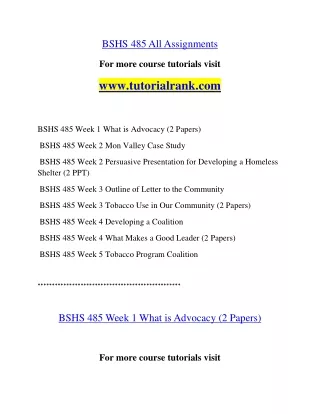 bshs 485 all assignments