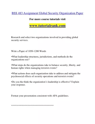 BSS 483 Education Organization- tutorialrank.com