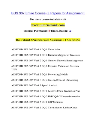 bus 307 entire course 3 papers for assignment