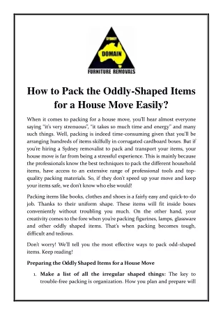 how to pack the oddly shaped items for a house