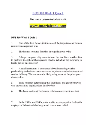BUS 310 Education Organization- tutorialrank.com