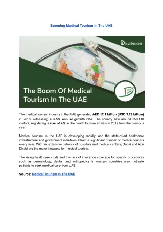 Drivers For Medical Tourism In The UAE