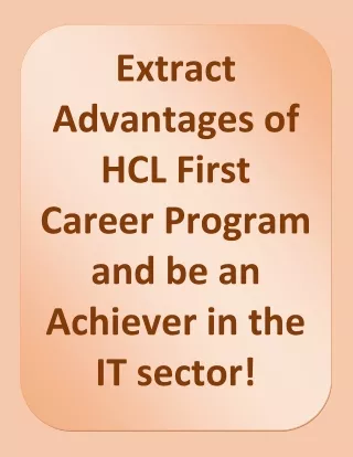 extract advantages of hcl first career program