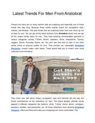 latest trends for men from aristobrat