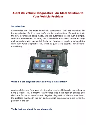 autel uk vehicle diagnostics an ideal solution