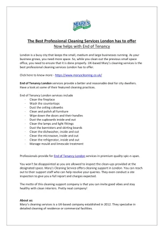 The Best Professional Cleaning Services London has to offer