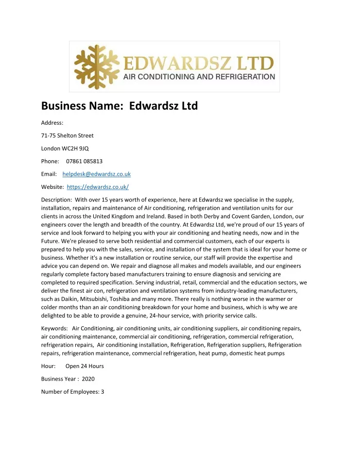 business name edwardsz ltd