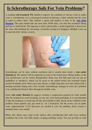 is sclerotherapy safe for vein problems