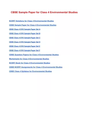 cbse sample paper for class 4 environmental