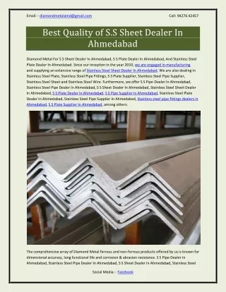 Best Quality of S.S Sheet Dealer In Ahmedabad