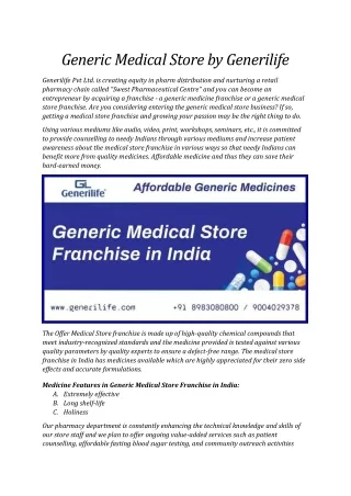 generic medical store by generilife