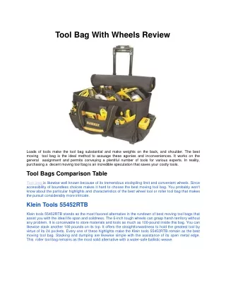 Tool Bag With Wheels Review