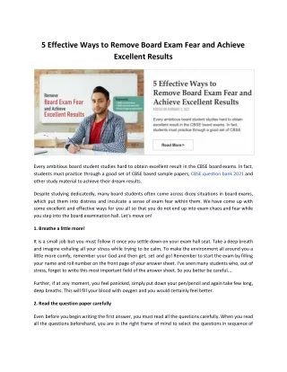 5 effective ways to remove board exam fear