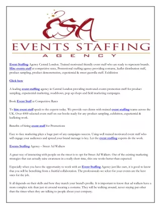 event staffing agency central london trained