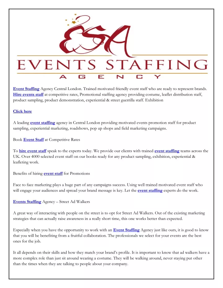 event staffing agency central london trained