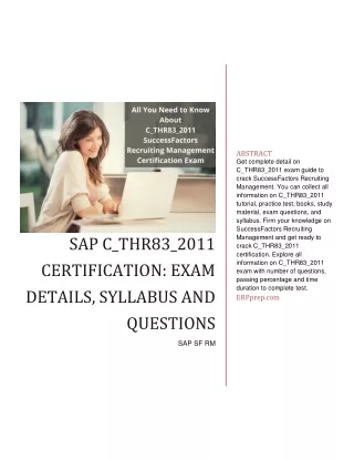 abstract get complete detail on c thr83 2011 exam