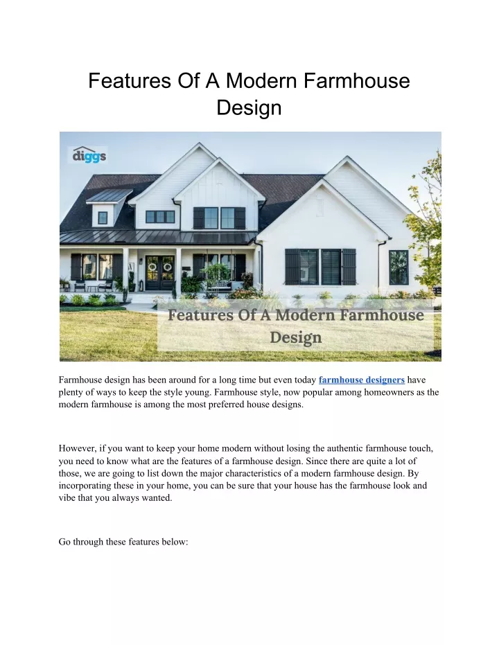 features of a modern farmhouse design