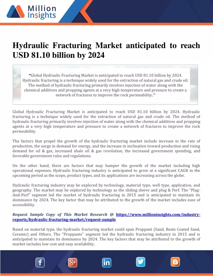 hydraulic fracturing market anticipated to reach
