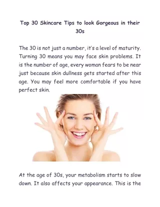 Top 30 Skincare Tips to look Gorgeous in their 30s