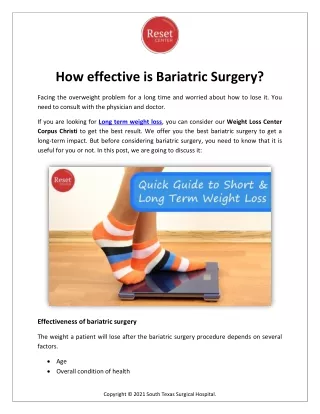 How effective is Bariatric Surgery?