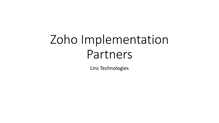 zoho implementation partners