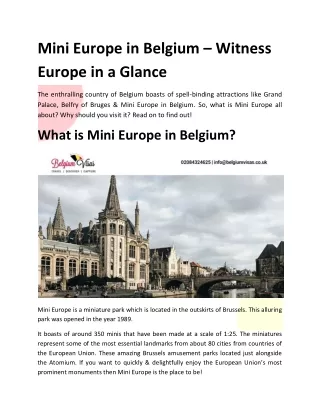 Mini Europe in Belgium–Witness Europe in a Glance