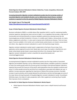 global digestion resistant maltodextrin market