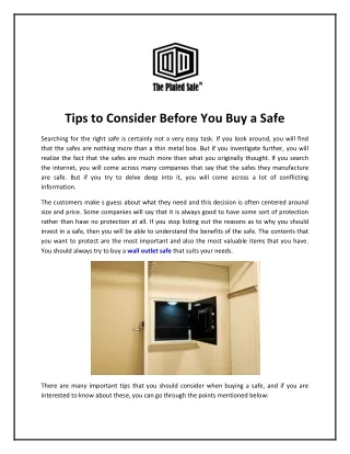 Tips to Consider Before You Buy a Safe