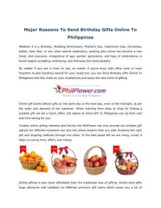 Reasons To Send Birthday Gifts Online To Philippines