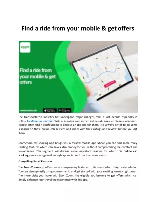 Find a ride from your mobile & get offers