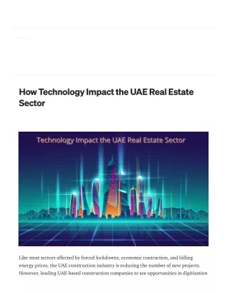 How technology impact the uae real estate sector