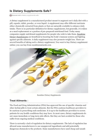Is Dietary Supplements Safe?