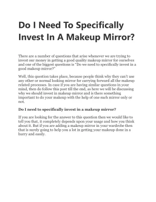 Do I Need To Specifically Invest In A Makeup Mirror?