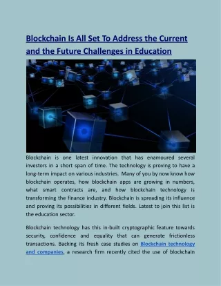 blockchain is all set to address the current