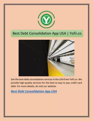 Best Debt Consolidation App USA | Yofii.co
