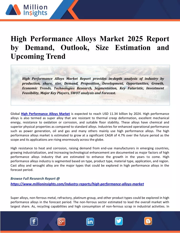 high performance alloys market 2025 report
