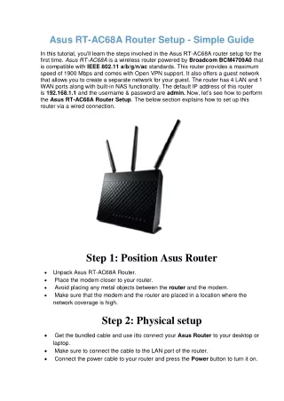 asus rt ac68a router setup simple guide