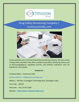 drug safety monitoring company continuumindia com