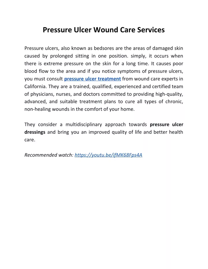 pressure ulcer wound care services