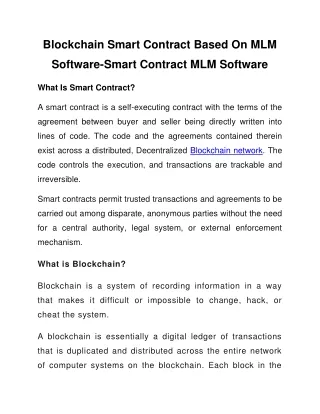 blockchain smart contract based on mlm