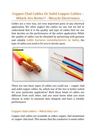 copper clad cables or solid copper cables which