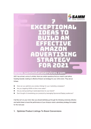7 Exceptional Ideas To Build An Effective Amazon Advertising Strategy For 2021
