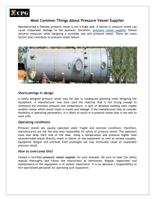 Most Common Things About Pressure Vessel Supplier