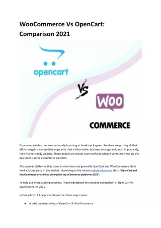 woocommerce vs opencart comparison 2021