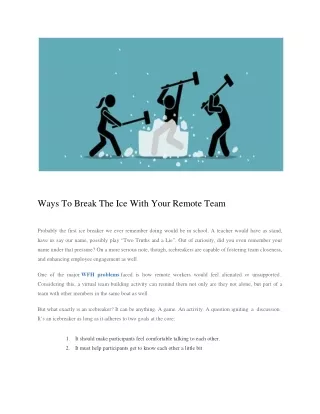 ways to break the ice with your remote team