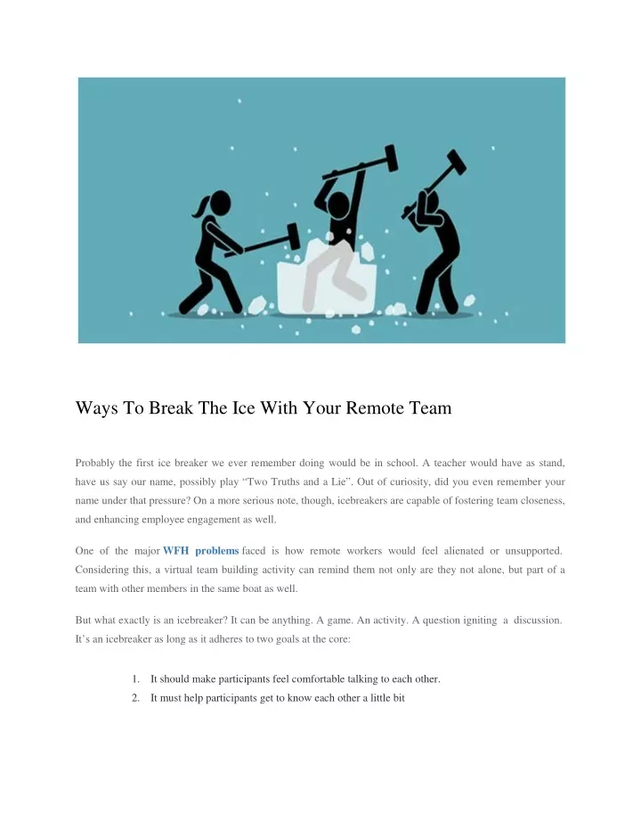 ways to break the ice with your remote team