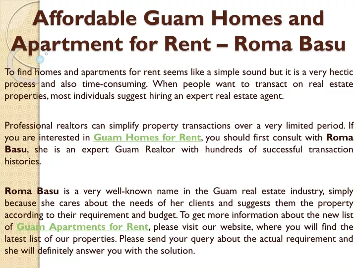 affordable guam homes and apartment for rent roma basu