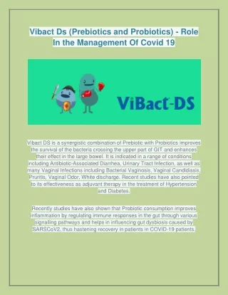 Vibact Ds (Prebiotics and Probiotics) - Role In the Management Of Covid 19
