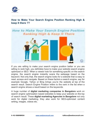 How to Make Your Search Engine Position Ranking High & keep It there ??