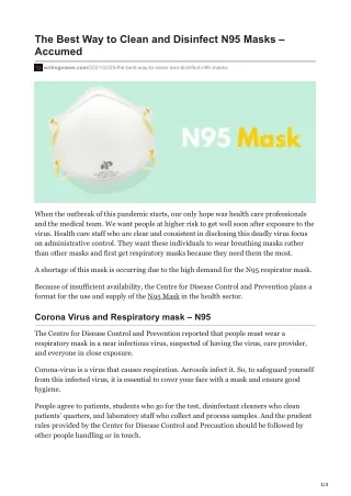 the best way to clean and disinfect n95 masks